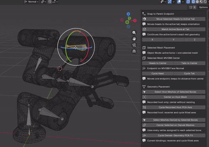 MMRR demonstration: Select Host Meshes of Selected Bones