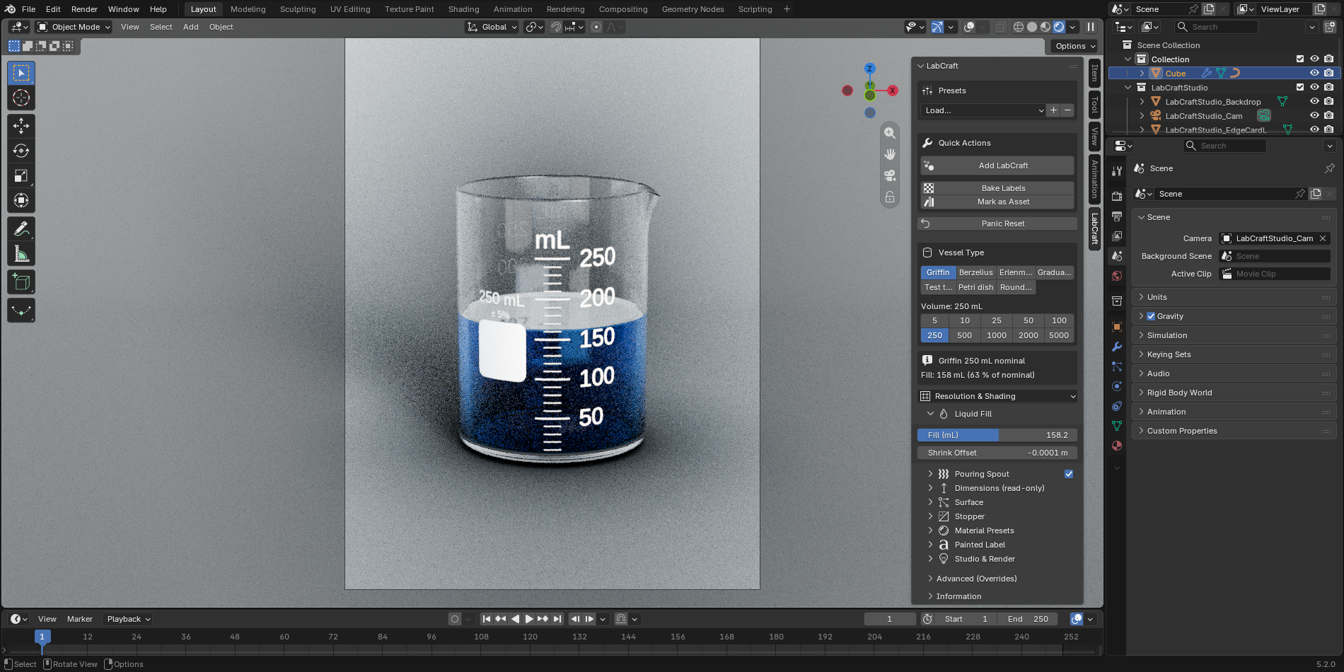 The LabCraft N-panel in a Blender session