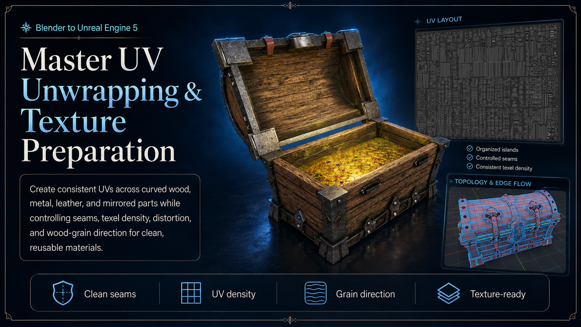 Blender UV unwrapping and texture preparation workflow for the stylized pirate chest