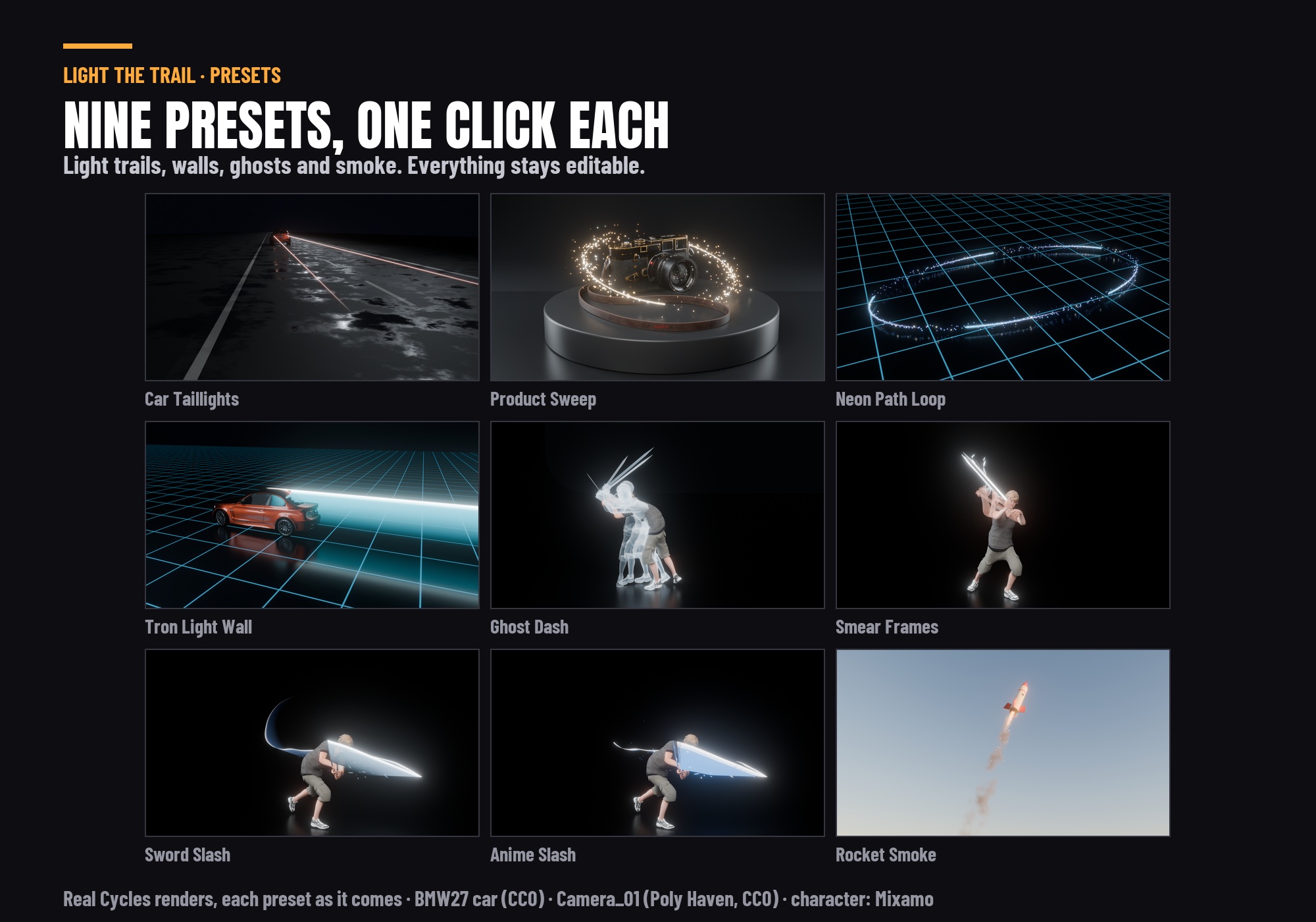 Light, wall, ghost and smoke presets