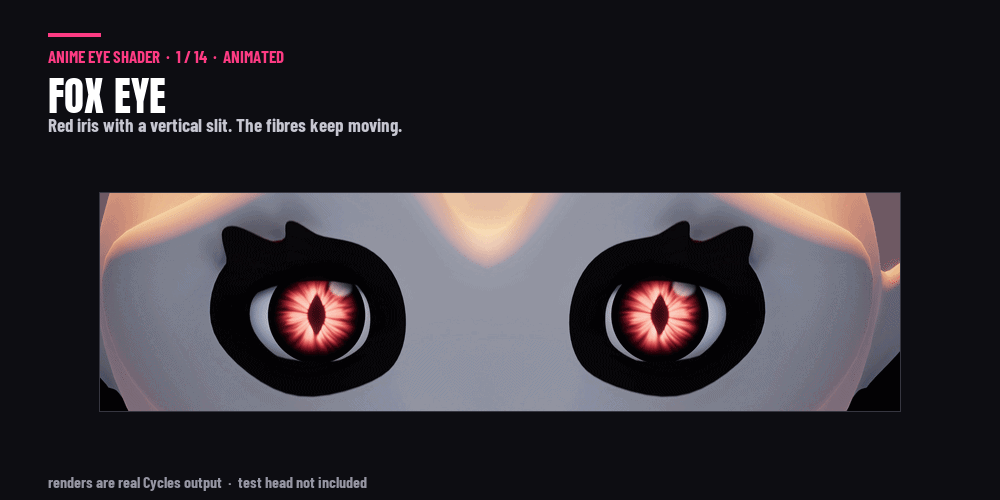 14 of the eye shaders playing one after another, each with its name