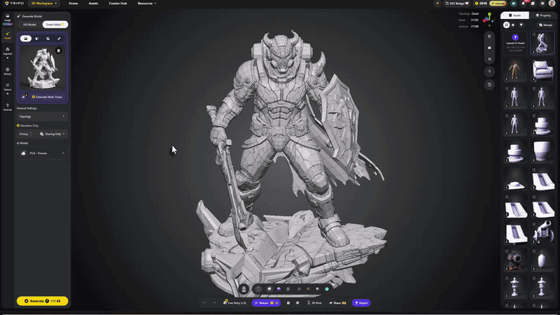AI model split into parts