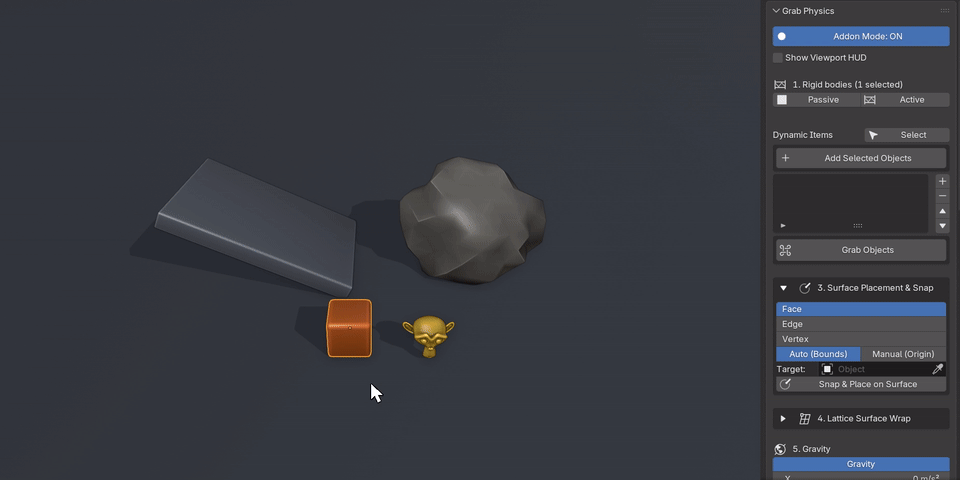Snapping an object flush onto angled and curved surfaces
