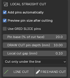 Local Straight Cut with Line Cut and Freehand Cut