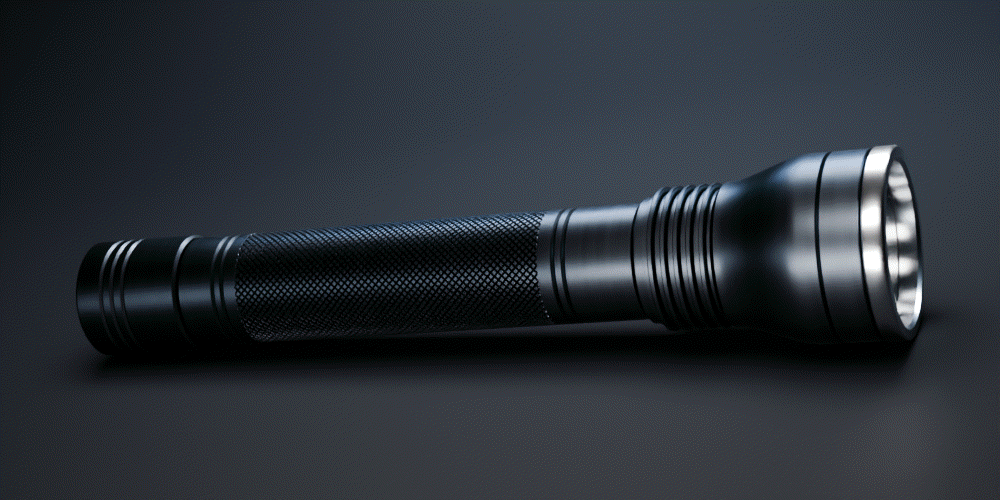 A flashlight cut lengthwise; the removed half stays as a faint blue shell, then Ghost off and on