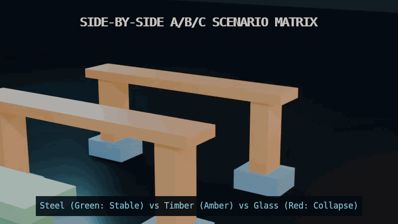Side-by-Side A/B/C Scenario Matrix (Steel vs Timber vs Glass)