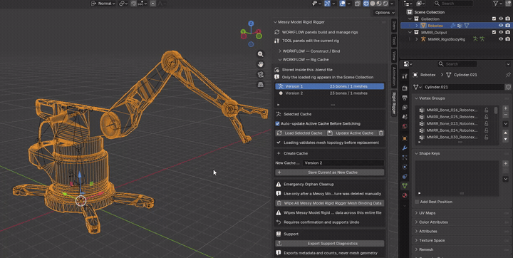 MMRR demonstration: Wipe All Messy Model Rigid Rigger Mesh Binding Data
