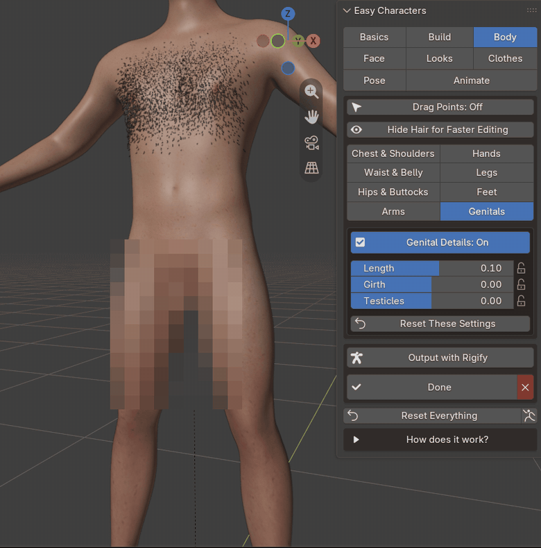 Easy Characters: male anatomy controls, pixelated