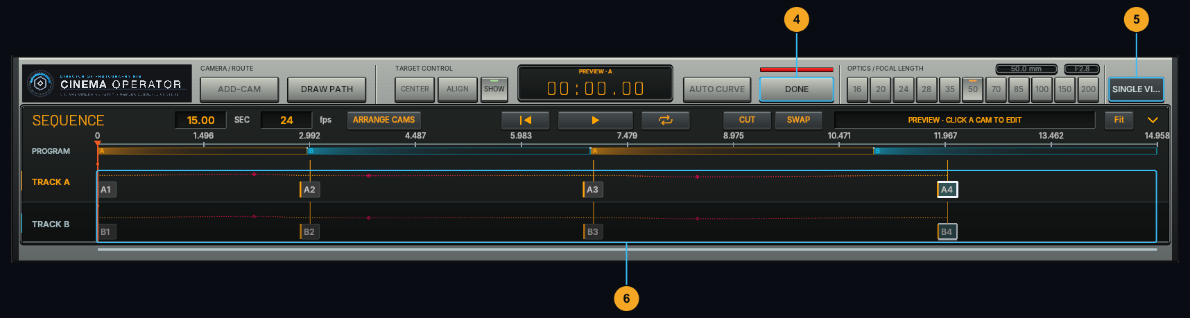 Current EDIT PATH console — numbered controls