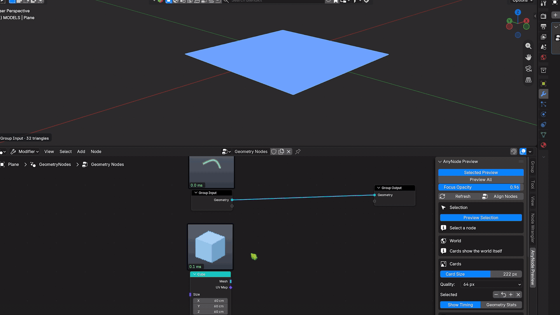 Geometry Nodes output overlay on the real object in Blender 3D Viewport