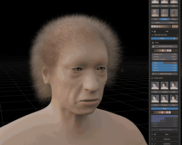 Easy Characters: erasing hair from the top of a head