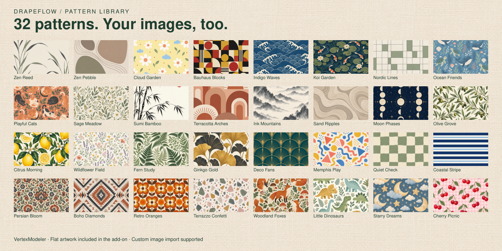 32 included pattern presets