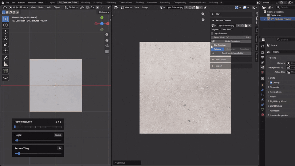 Adjust Light Balance on a source texture.