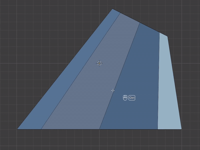 Pressing E switches a loop cut on tapered faces between proportional, where the loop is tilted, and parallel, where it runs straight and horizontal
