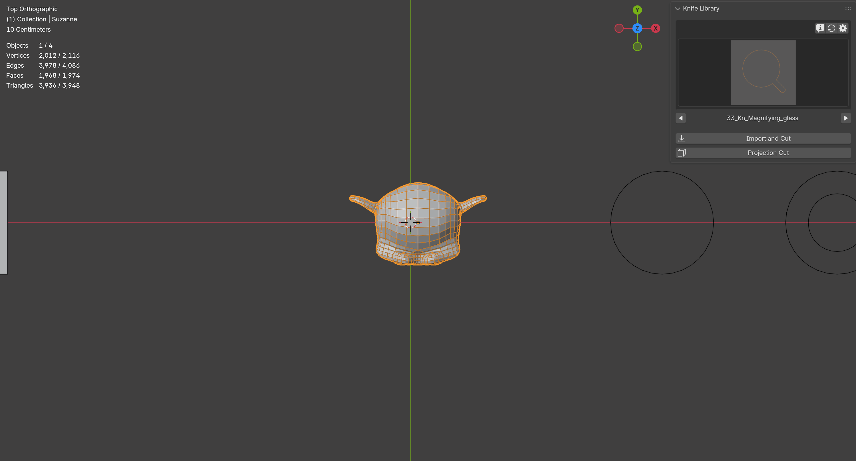 Browsing the Knifepro visual library and launching a preset cutter