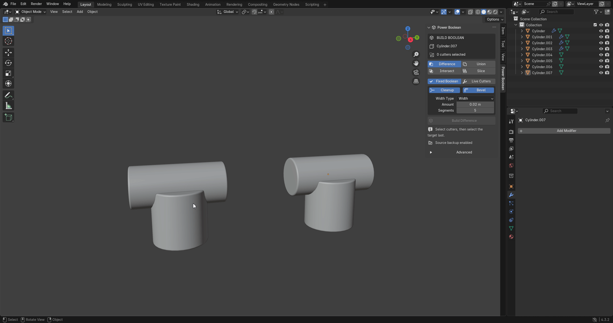 Power Boolean recording: Work around curved junctions