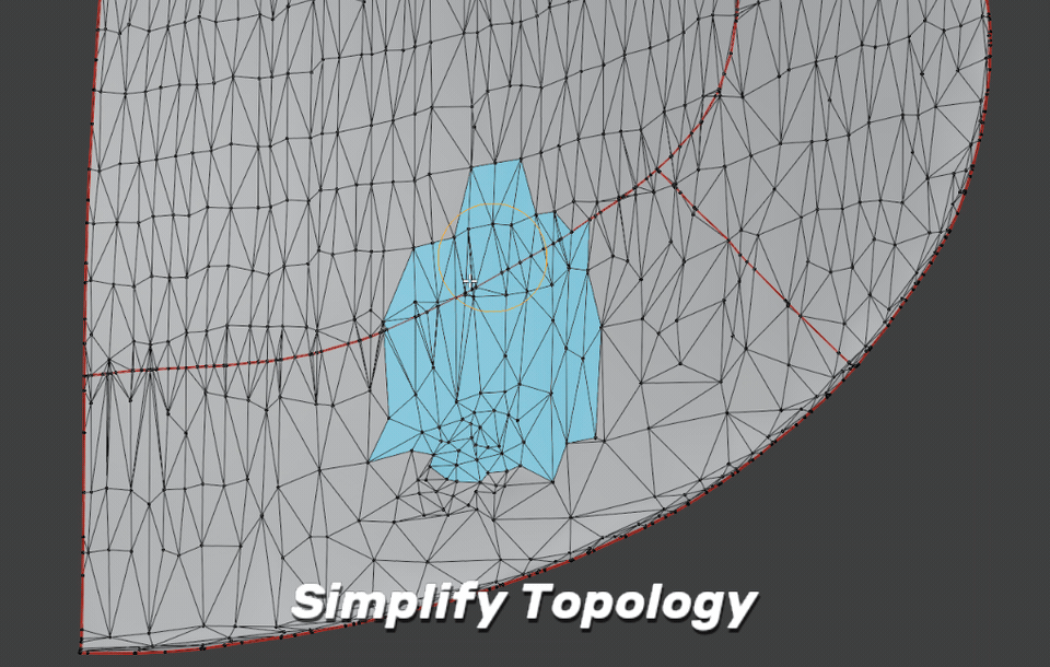 Local Simplify Topology, first without Preserve Cuts, then with Preserve Cuts enabled.