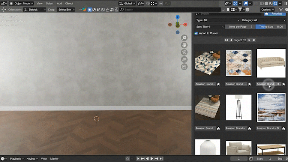 Importing a model directly to the 3D cursor location