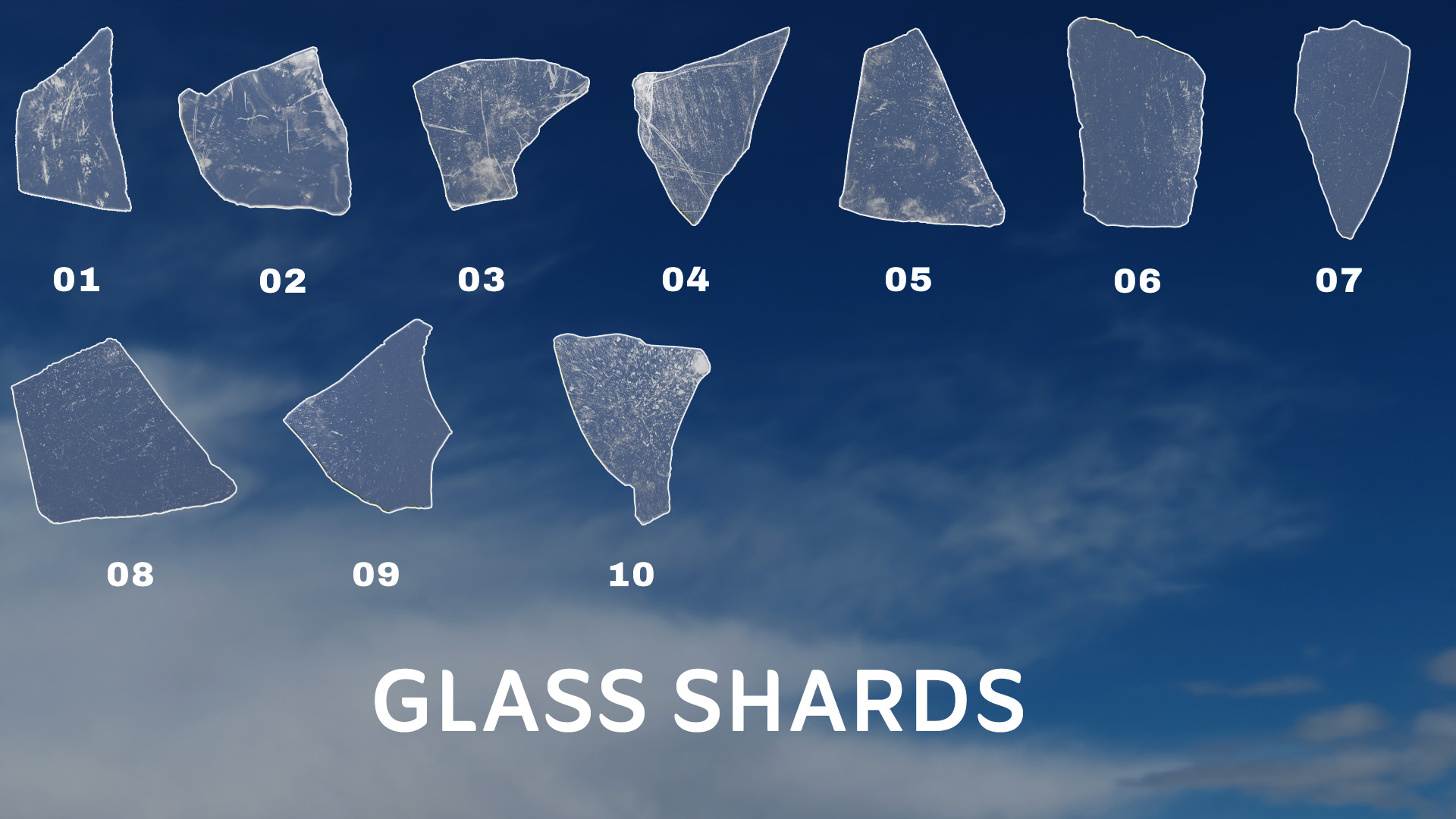 Broken glass shards flying animation