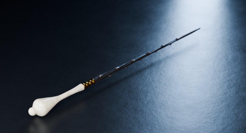 Dark Arts: Ebonised bog oak, bone grip, thorns. A wand from Wand Pro Generator