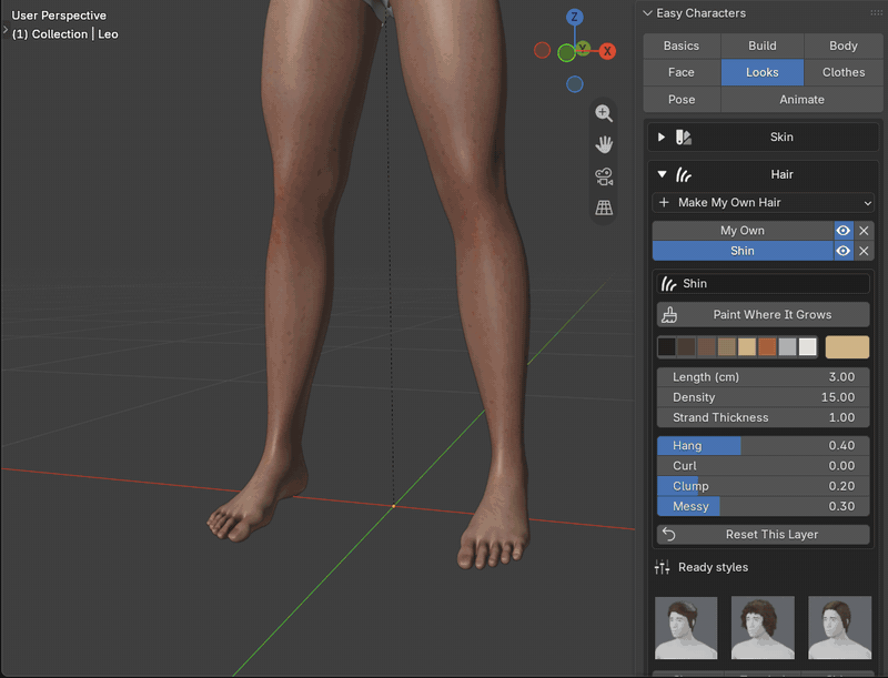Easy Characters: painting hair on a shin and a forearm