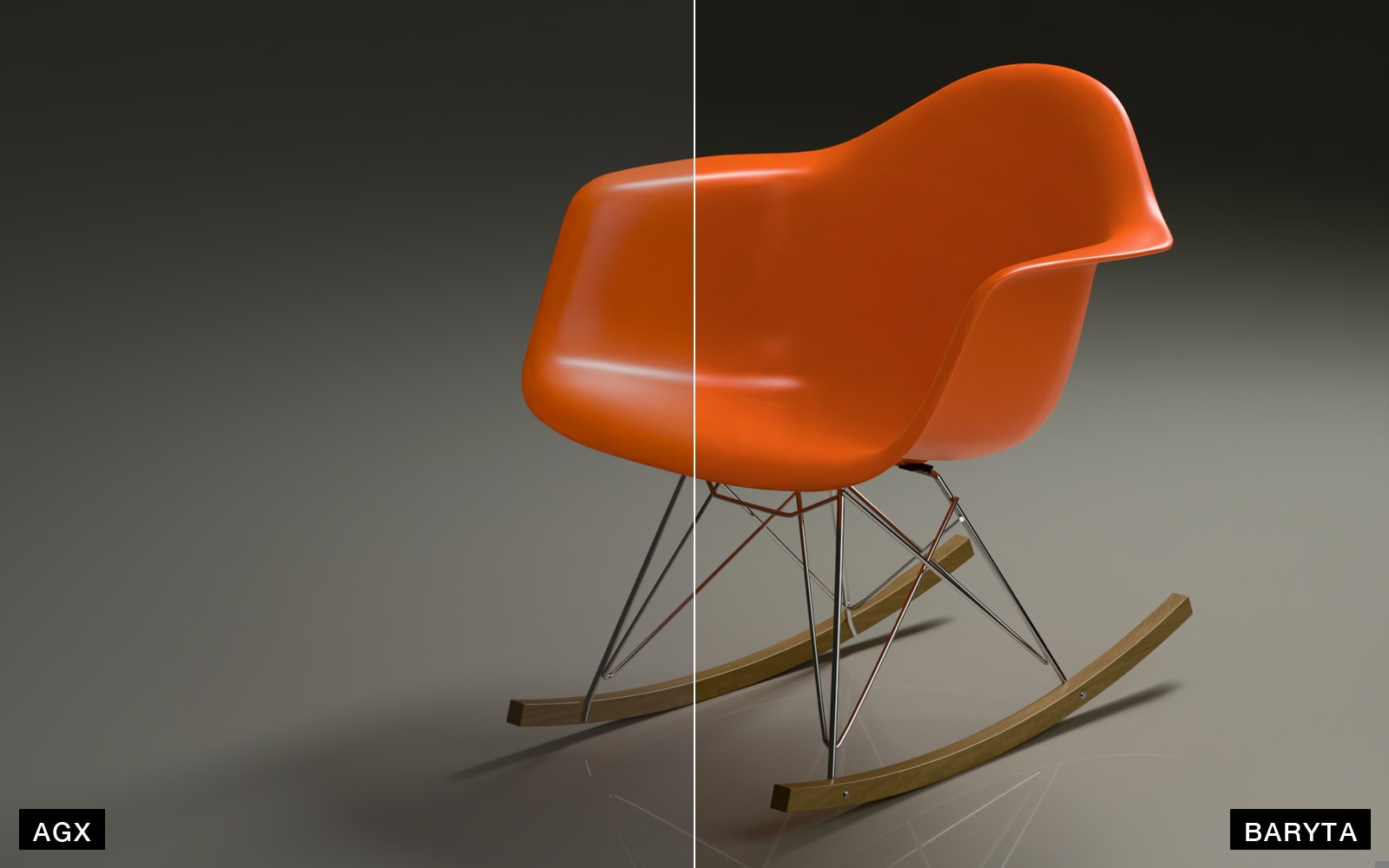 Orange chair, AgX on the left, Baryta on the right