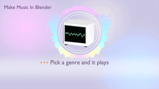 Karaoke alpha in a Blendertronika music video: the sung words change colour from left to right under the retro monitor in its ring