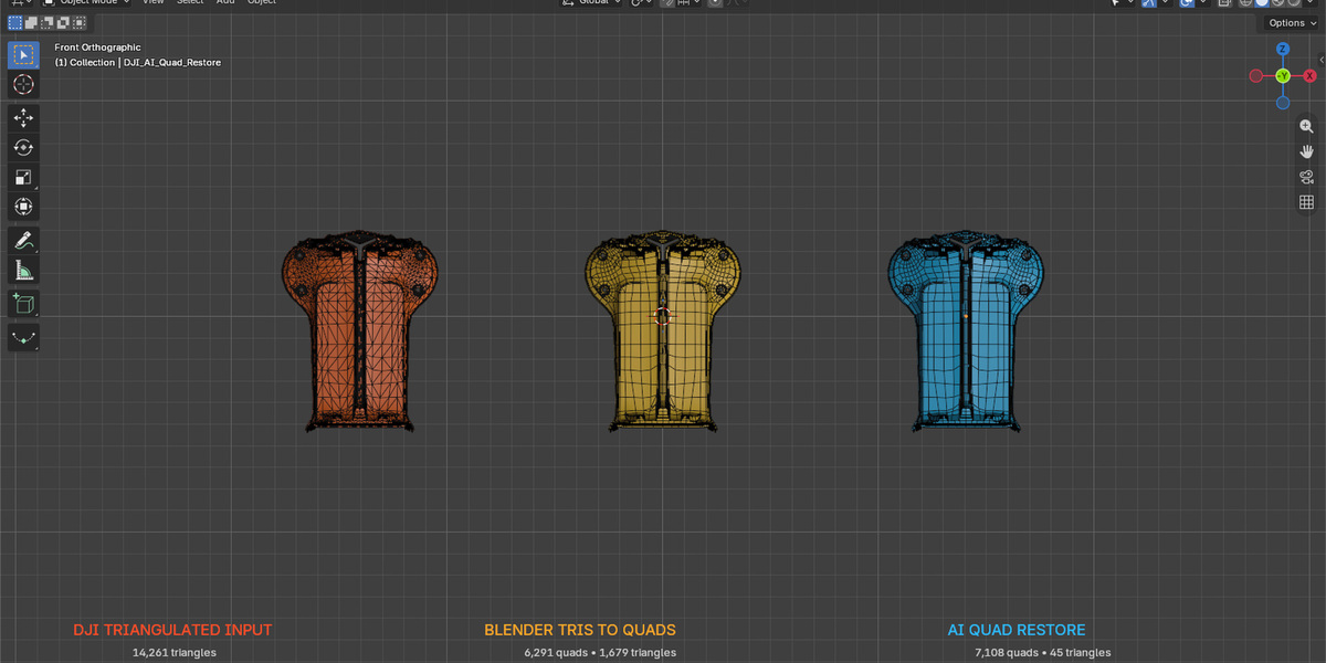 Input, Blender conversion and Quad Restore