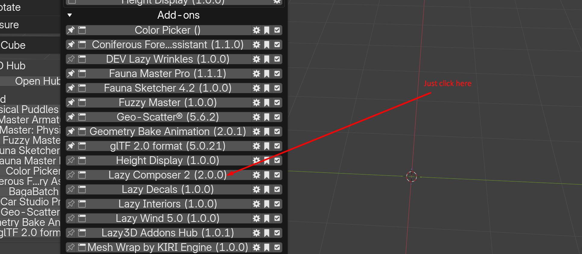 Click addon name