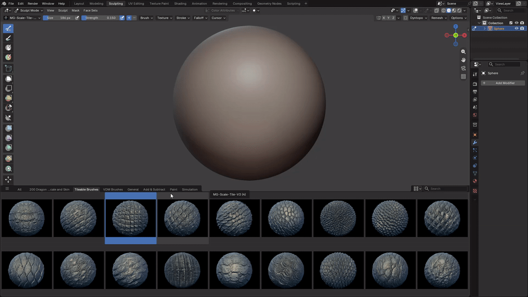 150 Tileable Dragon and Reptile Asset Brushes