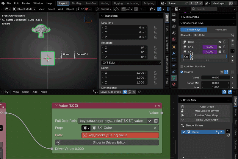 Rigger Aids node-based driver editor