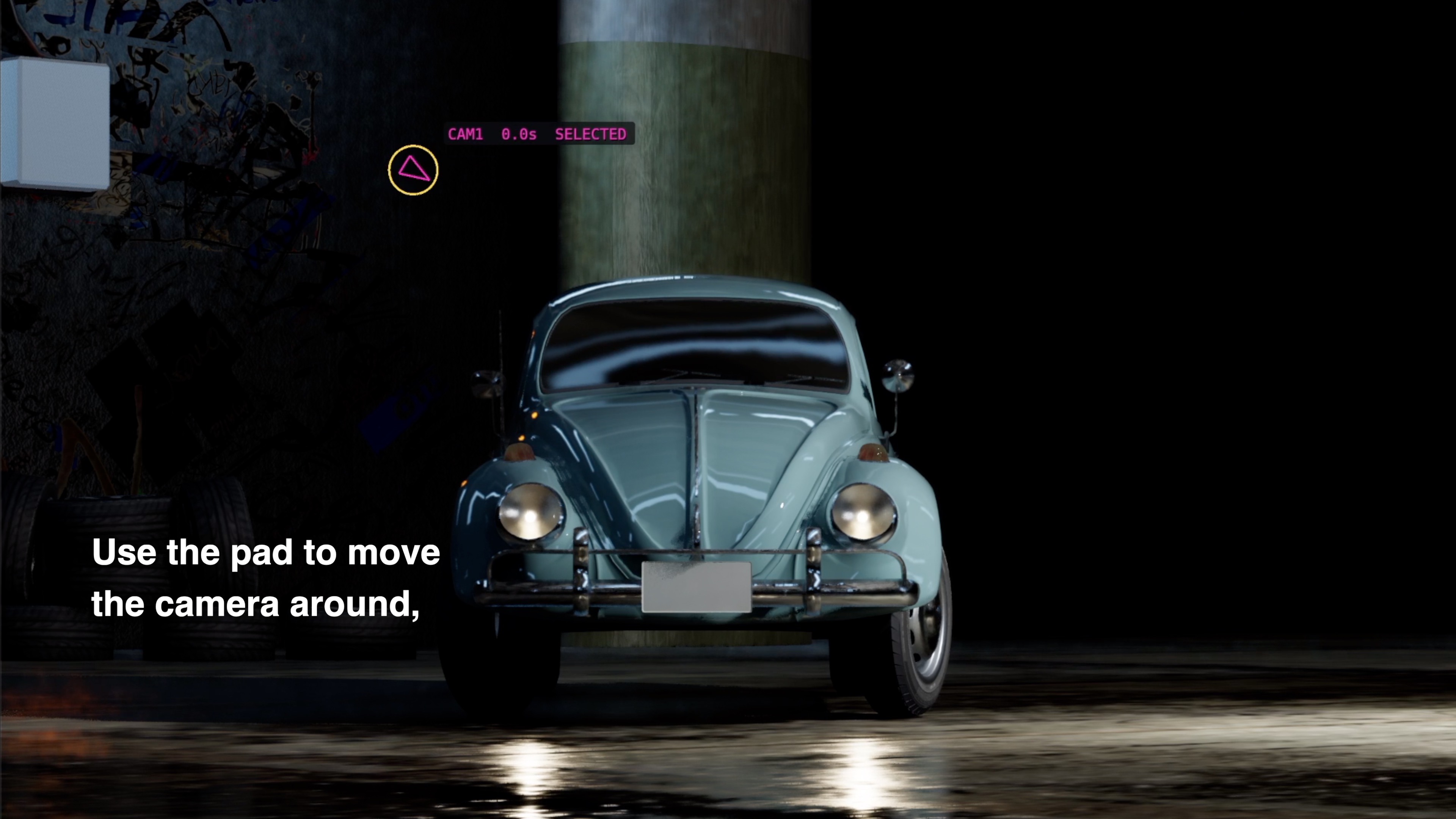 Move the camera around the subject with the pad