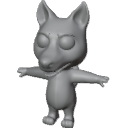 CartoonWolfRiggedBaseMesh