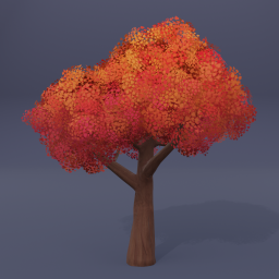 Tree 02 - Red - Dark Bark