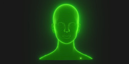 Green Hologram Female Head - Animated
