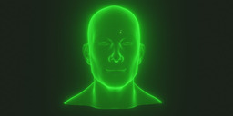 Green Hologram Male Head - Animated