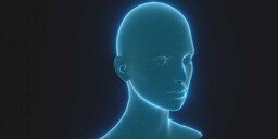 Blue Hologram Female Head - Animated