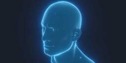Blue Hologram Male Head - Animated
