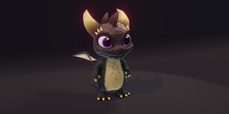 Cartoon Baby Dragon - Black - Animated