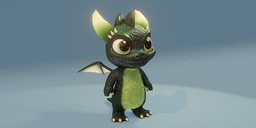Cartoon Baby Dragon - Dark Green - Animated