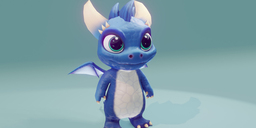 Cartoon Baby Dragon - Blue - Animated
