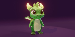 Cartoon Baby Dragon - Green - Animated