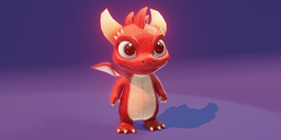 Cartoon Baby Dragon - Red - Animated