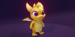 Cartoon Baby Dragon - Gold - Animated