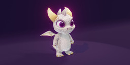 Cartoon Baby Dragon - White - Animated
