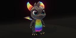 Cartoon Baby Dragon - Rainbow - Animated