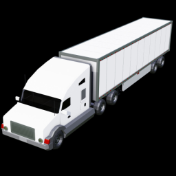Semi Truck White with Trailer