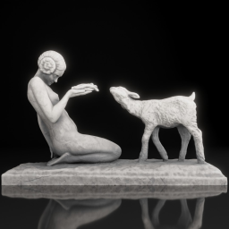 young girl with goat