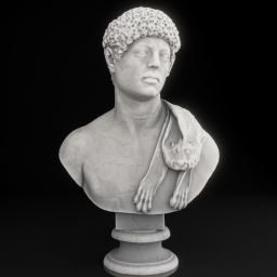 portrait with panther skin over shoulder