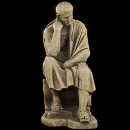 Statue of a seated philosopher wax